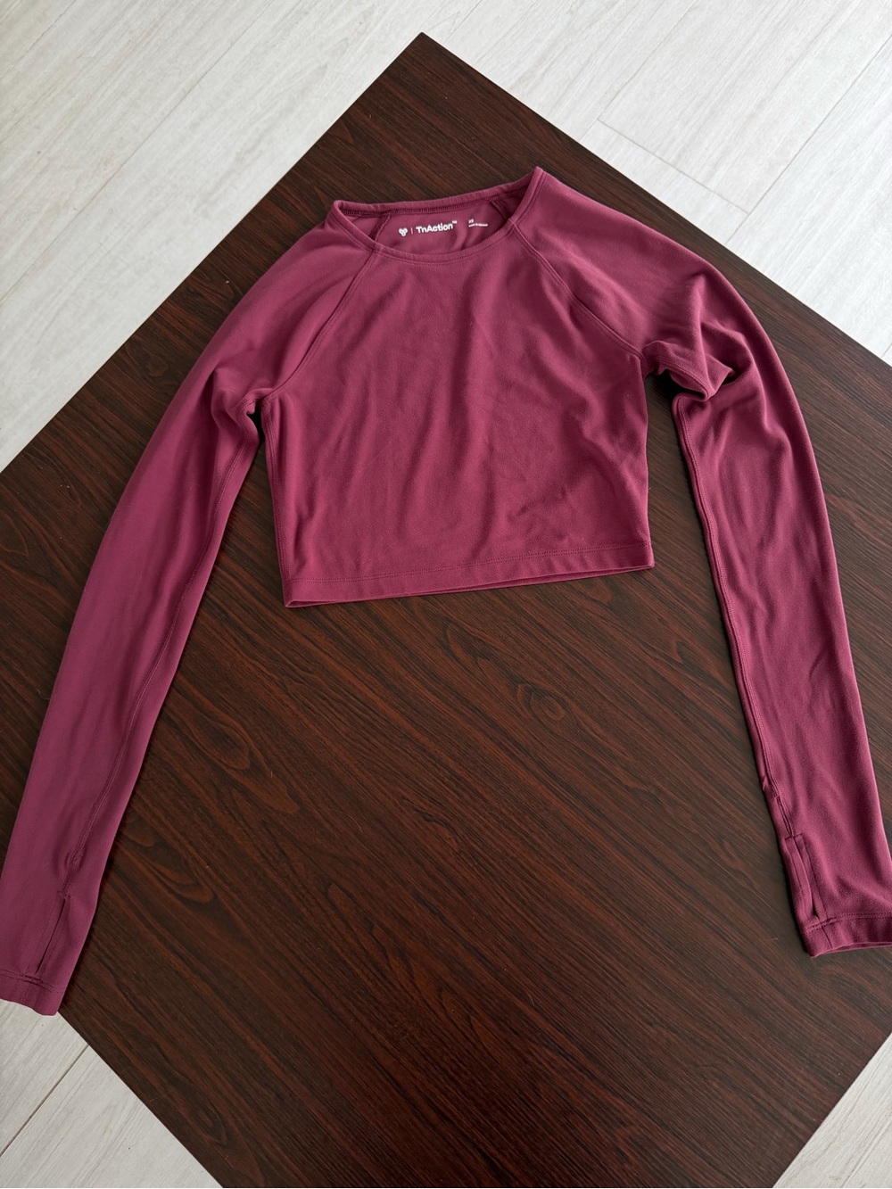 TNA Cropped Long-Sleeve Top in Plum